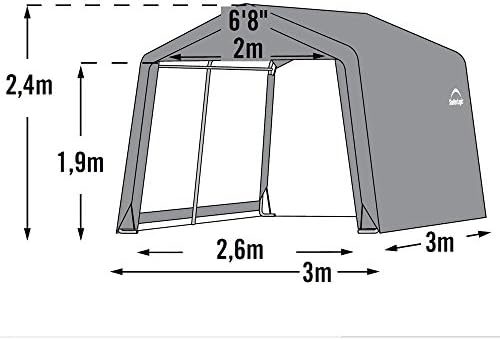 ShelterLogic 10' x 10' Shed-in-a-Box All Season Steel Metal Peak Roof Outdoor Storage Shed with Waterproof Cover and Heavy Duty Reusable Auger Anchors, grey