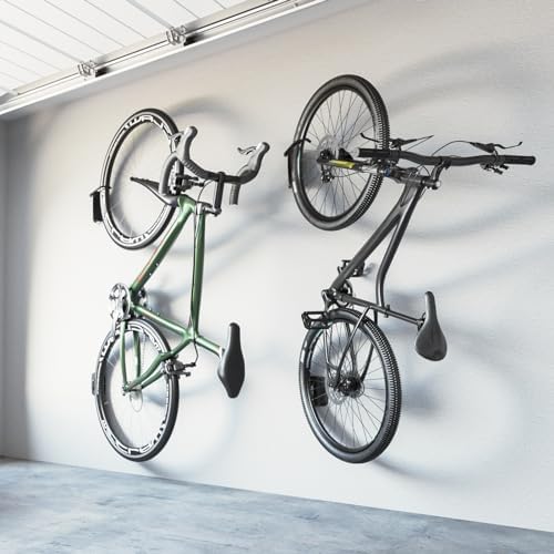 MONTEK Swivel Bike Wall Mount, Bike Hangers for Garage, Wall Mount Bike Rack, Space Saving Wall Bike Rack, Vertical Bike Rack Holds up to 66lbs,2 Pack