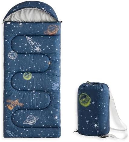 Wake In Cloud - Kids Sleeping Bag for Boys Toddlers, Camping in Warm Cold Weather, Backpacking Lightweight Compact Outdoor Liner for 3 Seasons Summer Spring Fall