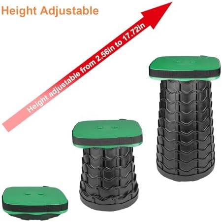 Boreeman Upgraded Collapsible Stool, Square Portable Stool, Lightweight Yet More Sturdy with Load Capacity 400lbs, Perfect for Camping Fishing Hiking BBQ (Square Army Green)