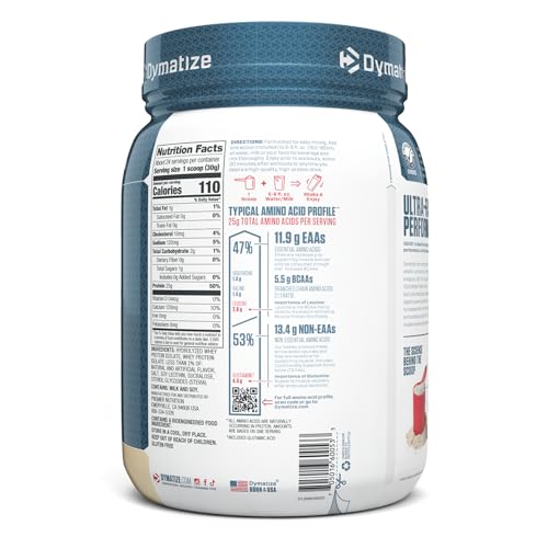 Dymatize ISO100 Hydrolyzed Protein Powder, 100% Whey Isolate Protein, 25g of Protein, 5.5g BCAAs, Gluten Free, Fast Absorbing, Easy Digesting, Gourmet Vanilla, 24 Servings