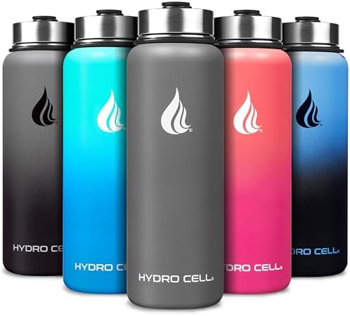 HYDRO CELL Stainless Steel Insulated Water Bottle with Straw - For Cold & Hot Drinks - Metal Vacuum Flask with Screw Cap and Modern Leakproof Sport Thermos for Adults (Graphite 40oz)