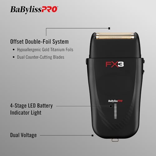 BaBylissPRO Barberology Double Foil Shaver FXX3SB FX3 Professional High-Speed Electric Shaver