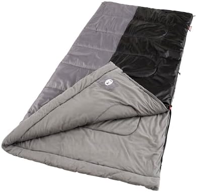 Coleman Biscayne Big & Tall 40°F Sleeping Bag, Fits Adults up to 6ft 4in Tall, No-Snag Zipper with Stuff Sack Included, Machine Washable
