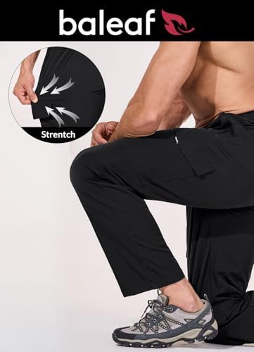 baleaf Men's Hiking Pants Water Resistant Cargo Quick Dry Travel Elastic Waist with Zip Pockets UPF 50+ for Work Running