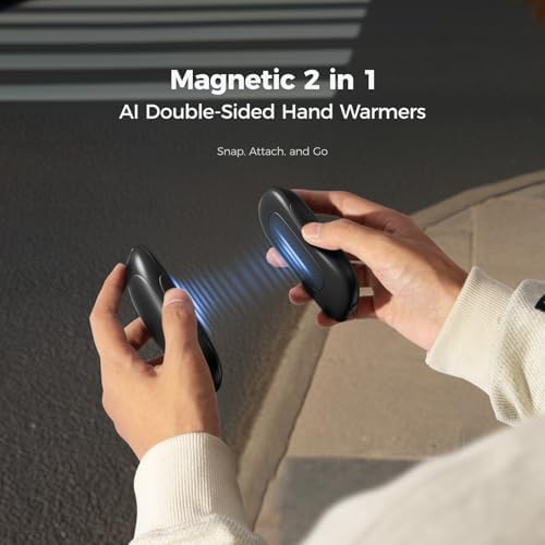 OCOOPA AI Smart Magnetic Double-Sided Heating Hand Warmers Rechargeable 2 Pack,10000mAh Electric Heater, Larger Warming Surface, 4 Heat Levels, Max 136°F, Men Gifts for Christmas,UT3 PRO