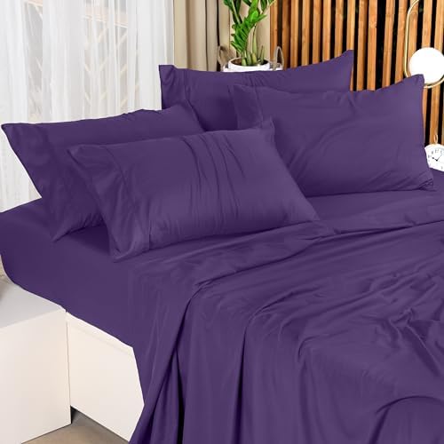 Utopia Bedding Queen Sheet Set – 4 Piece Bed Sheets for Queen Size Bed, Soft and Breathable Microfiber, Includes 1 Fitted Sheet, 1 Flat Sheet and 2 Pillowcases (Egg Plant)
