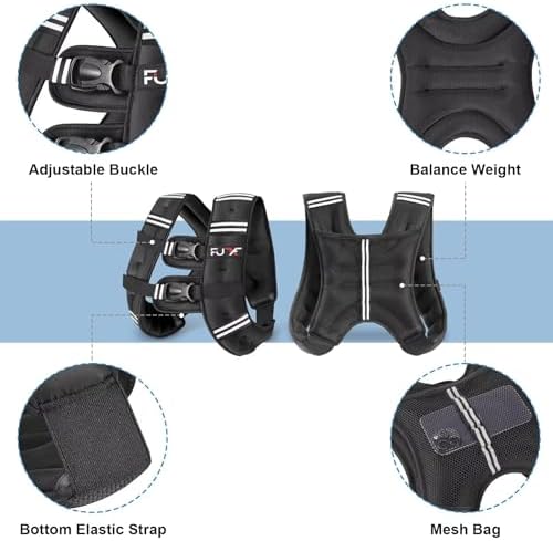 Weighted Vest 5lb/10lb/15lb/20lb/25lb/30lb Weights with Reflective Stripe, Weighted Vest for Men Women Strength Training Running Walking Jogging