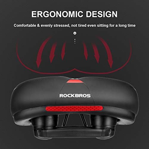 ROCKBROS Bike Seat Comfort Bike Saddle Mountain Bicycle Accessories for Men Women Soft Wide Bike Seat Cushion Dual Shock Absorbing with Reflective Strip