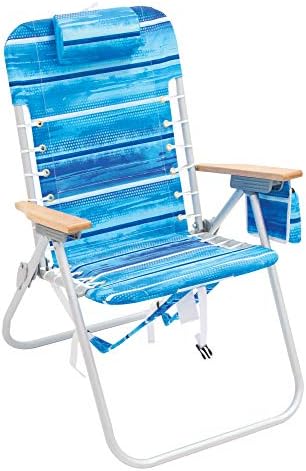 Rio Brands 4-Position Hi-Boy Backpack Beach Chair, Folding Chair for Outdoors, Stripe