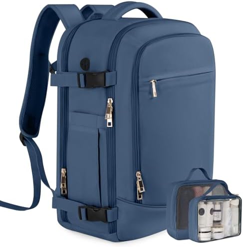 Travel Backpack, Carry-on Backpack for Men Women, Travel Backpack Carry on Flight Approved, 40L Personal Item Backpack Personal Item Backpack Bag, Travel Essentials, Dark Blue