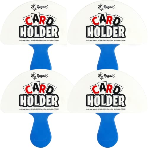 Regal Games 4 Pack Card Holders for Playing Cards - Kids Card Holder with Plastic Paddles - Ideal for Family Fun Game Night and Travel (Ages 3+)