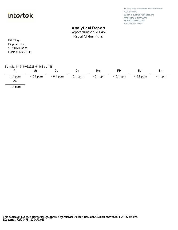 2 Pack Biopharm Methylene Blue, 1% USP (Pharmaceutical) Grade: 2×50 mL Twin Pack Glass: 3rd Party Tested