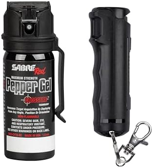 SABRE Crossfire Pepper Gel, Deploys At Any Angle, Maximizes Target Acquisition Against Multiple Threats, Belt Clip For Easy Carry, Fast Flip Top, Max Police Strength OC, Pepper Spray Option 1.5 fl oz
