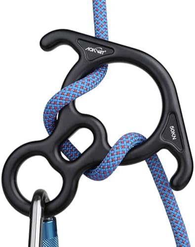 50KN Rescue Figure, 8 Descender Large Bent-Ear Belaying and Rappelling Gear Belay Device Climbing for Rock Climbing Peak Rescue 7075 Aluminum Alloy