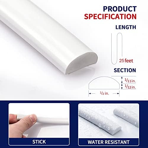 Art3dwallpanels 25 Ft Flexible Peel and Stick Trim Molding Decorative for Backsplash Tile Edge Border, Self-Adhesive Wall Trim Strips(White)
