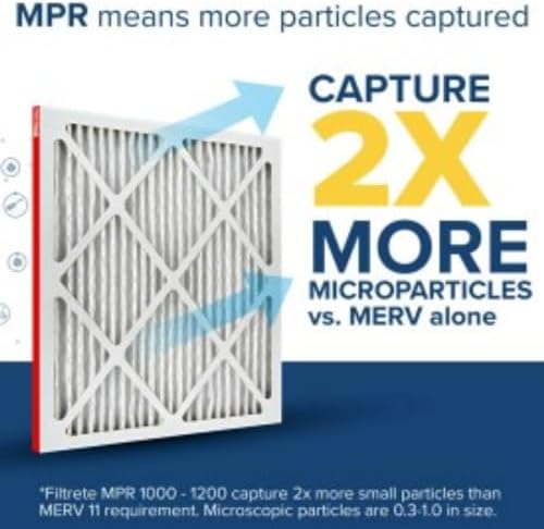 Filtrete 24x24x1 AC Furnace Air Filter, MERV 11, MPR 1000, Micro Allergen Defense, 3-Month Pleated 1-Inch Electrostatic Air Cleaning Filter, 4 Pack (Actual Size 4-Pack 23.69x23.69x0.81 in)