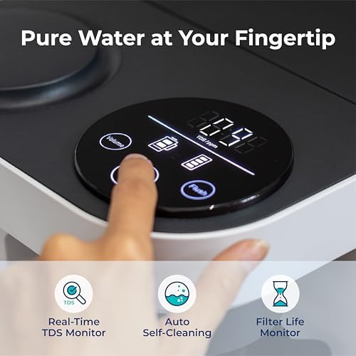 Bluevua RO100ROPOT-LITE Countertop Reverse Osmosis Water Filter System, 5 Stage Purification, 3:1 Pure to Drain, Portable Water Purifier (No Installation Required) (White)