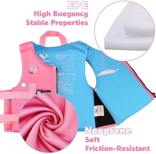 Pottwal Swim Vest for Kids - Swim Jacket for 1-2 Years (24-33LBS) - Buoyancy Aid Made of Neoprene & EPE - with Adjustable Crotch Strap