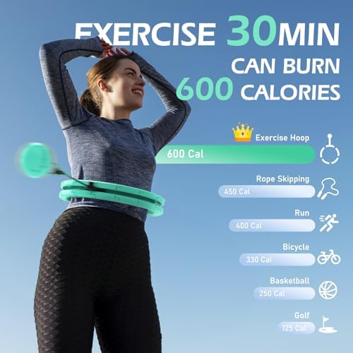 Weighted Hula Circle with 26 Links(56 Inch) for Adults Weight Loss, Infinity Fitness Hoop Plus Size, for Women Smart Exercise Equipment
