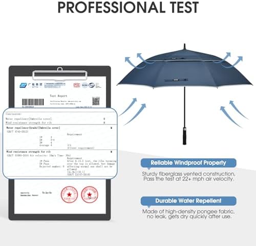 G4Free 47/54/62/68 Inch Automatic Open Golf Umbrella Oversize Extra Large Double Canopy Vented Windproof Waterproof Stick Umbrellas