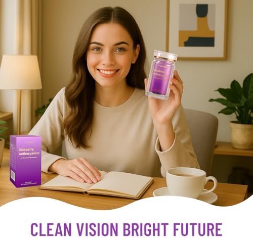 Blueberry Anthocyanins Capsules - Blueberry 10:1 Extract, Premium NAD+ Supplement with Anthocyanin & Lutein for Anti-Aging Support - Eye Vitamins Boosting Vision & Cellular Health, Vegetarian, 60 C