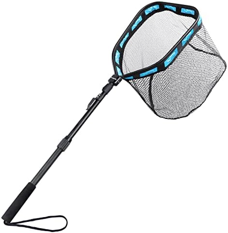 PLUSINNO Floating Fishing Net for Steelhead, Salmon, Fly, Kayak, Catfish, Bass, Trout Fishing, Rubber Coated Landing Net for Easy Catch & Release, Compact & Foldable for Easy Transportation & Storage