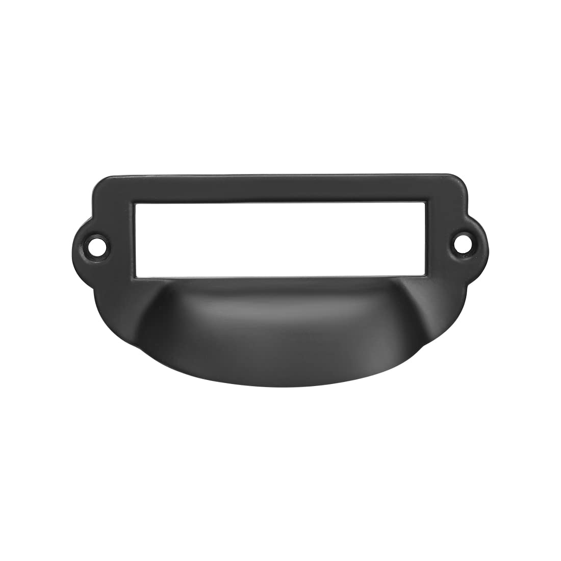 uxcell Label Holder Pull Handles, Vintage Zinc Alloy Label Frame Drawer Knobs for Cabinet Cupboard, Black 82x36mm Pack of 10 w Screws