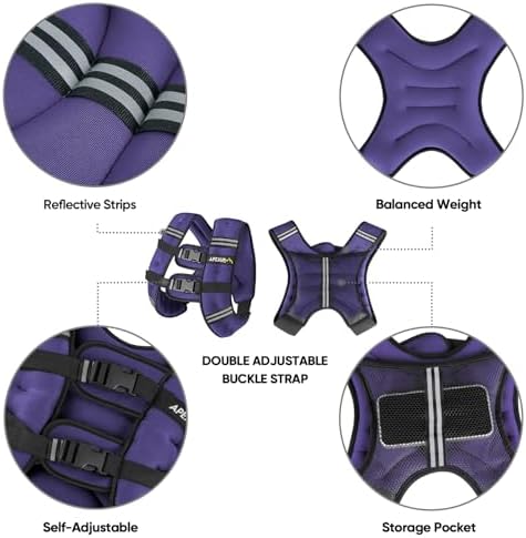 APEXUP Weighted Vest with 5lbs/10lbs/15lbs/20lbs/25lbs/30lbs Weights and Reflective Stripe, Weight Vest Men Women for Workout, Strength Training, Running