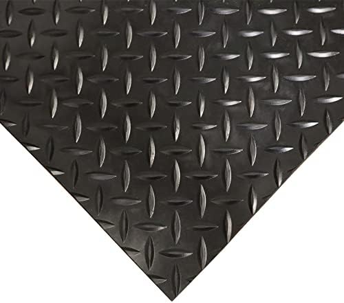 Rubber-Cal Diamond-Plate Rubber Flooring Rolls - 3 mm x 4 ft x 3 ft Rolls - Black