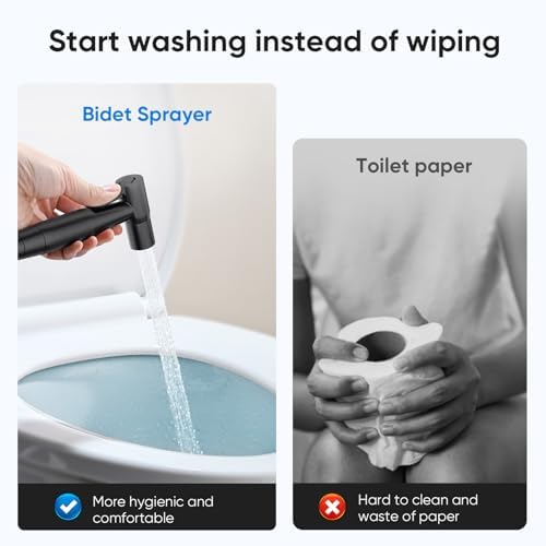 Arofa Black Bidet Sprayer for Toilet, 2 Pack Handheld Jet Sprayer Adjustable Water Pressure Muslim Shower with Bidet Hose, Bidets for Existing Toilets Cloth Diaper Spray for Baby/Feminine Wash
