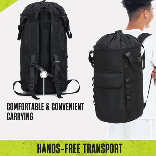 Arborist Rope Bag, 35L Tree Climbing Rope Bag, Arborist Equipment Bucket Backpack, Arborist Gear Carrier Bag with Side Pockets, Tough Rock Climbing Backpack, Rock and Tree Climbing Gear