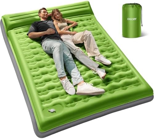 OGERY Sleeping Pad for Camping, 6" Extra-Thick Reinforced Camping Sleeping Pad with Pillows & Built-in Foot Pump, Ultralight Self Inflating Air Mattress Mat for Tent Hiking Essentials Gear