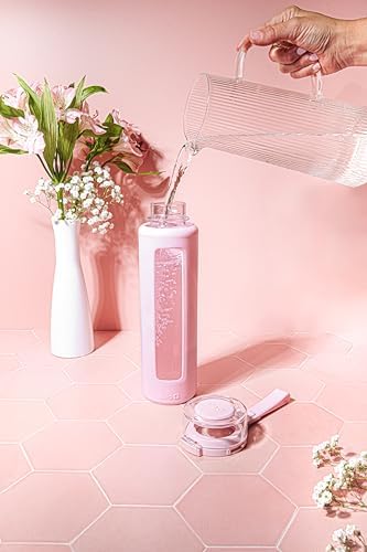 Ello Syndicate 20oz Reusable Glass Water Bottle with One-Touch Leak Proof Flip Lid and Protective Non-Slip Silicone Sleeve and Carry Loop for Coffee, Tea and Water, BPA-free Dishwasher Safe