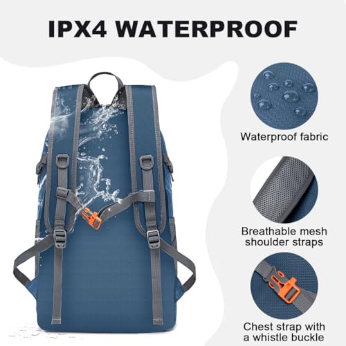 MIYCOO Backpack - Ultra Lightweight Packable Backpack for Travel Camping, 45L Hiking Back Pack Waterproof Foldable Daypack for Men Women Blue