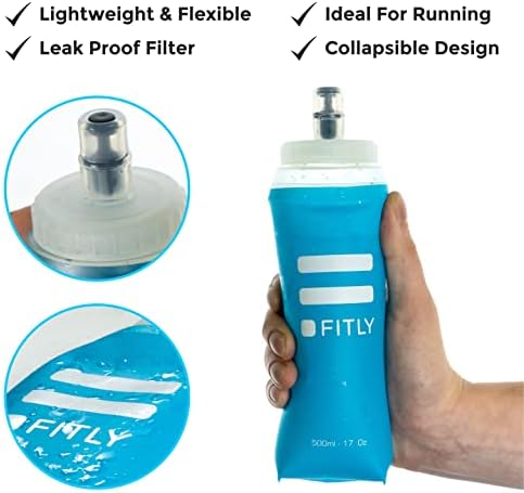 Soft Flask - Shrink As You Drink Soft Water Bottle for Hydration Pack - Folding Water Bottle Ideal for Running, Hiking, Cycling, Climbing & Rigorous Activity
