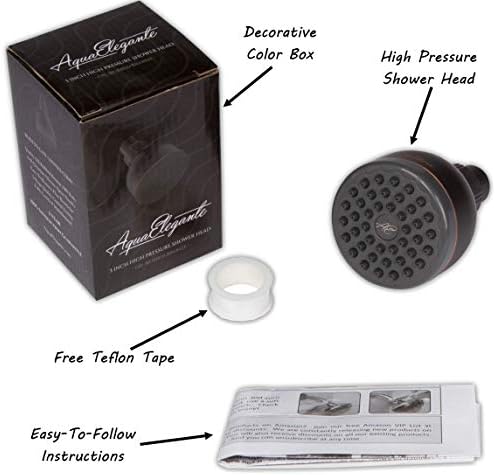 Aqua Elegante High Pressure Shower Head Bronze - Best Pressure Boosting, Wall Mount, Bathroom Showerhead For Low Flow Showers, 2.5 GPM - Oil-Rubbed Bronze