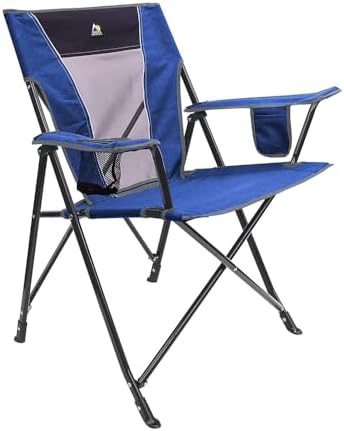 GCI OUTDOOR Comfort Pro Camping Chair | Collapsible Folding Chair with Durable Armrests, Drink Holder & Portable Carry Bag — Heathered Royal
