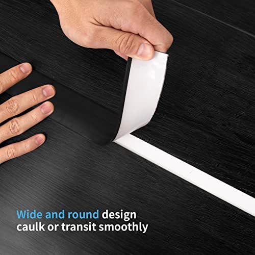 Art3d Self Adhesive Vinyl Floor Transition Strip,Laminate Floor Strip Floor Flat Divider Strip for Joining Floor Gaps,Carpet Threshold Transition,Floor Tiles(10 FT, 1.57in, Black)