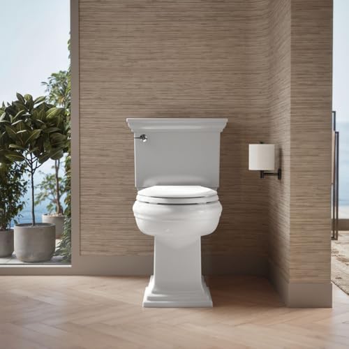 KOHLER 4636-RL-0 Cachet ReadyLatch Elongated Toilet Seat, Quiet-Close Lid, Contoured Seat, Grip-Tight Bumpers and Installation Hardware, White, 18.04"L x 14.18"W