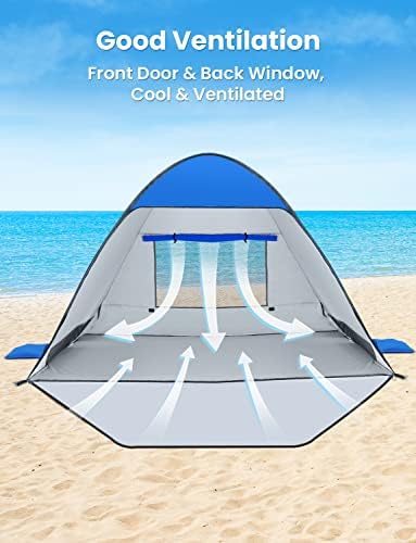 Pop Up Beach Tent Beach Shade Tent for 1-4 Persons Sun Shelter UPF 50+ Enclose Zipper Door Portable Easy Up Beach Tent