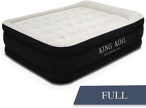 King Koil Luxury Full Size Plush Pillow Top Air Mattress with Built-in High-Speed Pump for Home, Camping & Guests 20" Inflatable Double High Blow Up Airbed, Durable, Waterproof, 1-Year Warranty