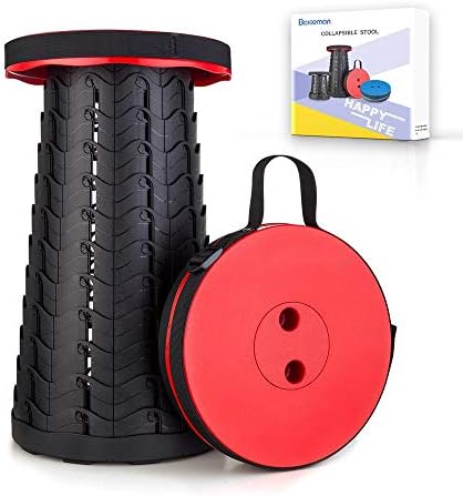 Boreeman Upgraded Folding Stool Lightweight Yet More Sturdy with Load Capacity 400lbs Portable Collapsible Stool for Camping Fishing Hiking BBQ (Red)