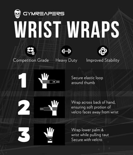 Gymreapers Weightlifting Wrist Wraps (IPF Approved) 18" Professional Quality Wrist Support with Heavy Duty Thumb Loop - Best Wrap for Powerlifting Competition, Strength Training, Bodybuilding