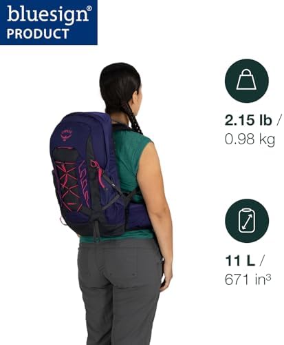 Osprey Tempest 11L Women's Lightweight Hiking Backpack with Hipbelt, Frosty Mint Green/Botanica