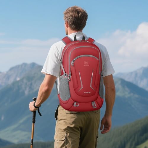 MIYCOO Backpack - Ultra Lightweight Packable Backpack for Travel Camping, 45L Hiking Back Pack Waterproof Foldable Daypack for Men Women Red