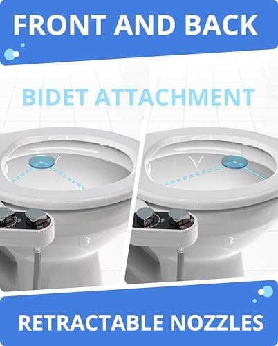 Clear Rear Bidet Attachment for Toilet - Self-Cleaning Dual Nozzle Bidet Toilet Seat with Adjustable Water Pressure - Easy Installation - Hygienic Toilet Accessories - 2 pack