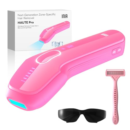 INIA Laser Hair Removal with Ice-Cooling Care for Women and Men, Painless at-Home IPL Hair Remover for Coarse Hair in Bikini and All Body Areas, Latest Generation for Effective Results (Hot Pink)