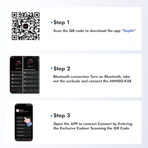 3 Pieces MINISO X28 AI Translation Earbuds Open Ear Wireless Bluetooth Earbuds OWS Support 150 Languages Real Time Translation Sports Headphones IPX5 Waterproof for Travel Business Learning Meeting Black