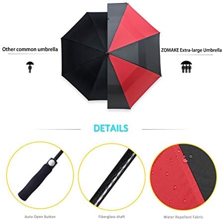 ZOMAKE Automatic Open Extra Large Golf Umbrella 51/54/62/68 Inch, Double Canopy Vented Windproof Oversize Stick Umbrellas for Rain